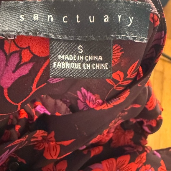 Sanctuary Sheer Floral Blouse Women’s Small Black Red Purple - Picture 3 of 8
